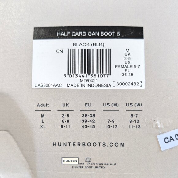 New Hunter boot socks Half Cardigan black tall size medium - Picture 4 of 9